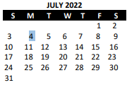 District School Academic Calendar for Mill Creek Elem for July 2022