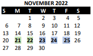 District School Academic Calendar for Hocker Grove Middle for November 2022