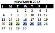 District School Academic Calendar for Bonjour Elem for November 2022