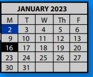 District School Academic Calendar for E E Jeter Elementary School for January 2023