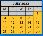 District School Academic Calendar for Collierville Middle School for July 2022