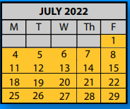 District School Academic Calendar for Appling Middle School for July 2022