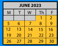 District School Academic Calendar for Schilling Farms Middle School for June 2023