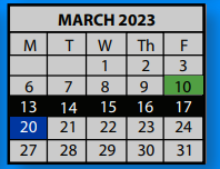 District School Academic Calendar for Elmore Park Middle School for March 2023