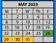 District School Academic Calendar for Lakeland Elementary School for May 2023