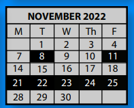 District School Academic Calendar for Elmore Park Middle School for November 2022