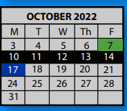 District School Academic Calendar for Arlington High School for October 2022