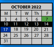 District School Academic Calendar for Lucy Elementary School for October 2022