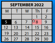 District School Academic Calendar for Sycamore Elementary School for September 2022