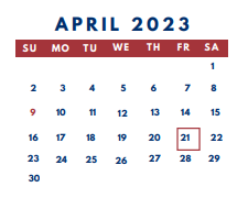 District School Academic Calendar for Shelby County West Middle School for April 2023