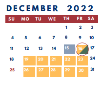 District School Academic Calendar for Valley Intermediate School for December 2022