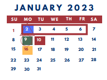District School Academic Calendar for Thompson Intermediate School for January 2023
