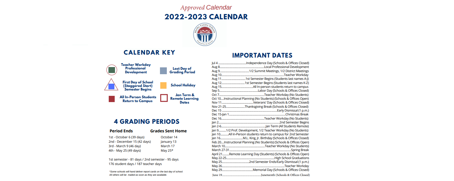 District School Academic Calendar Key for Painted Stone Elementary