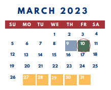 District School Academic Calendar for Valley Intermediate School for March 2023