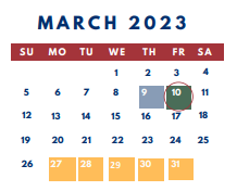 District School Academic Calendar for Wright Elementary School for March 2023