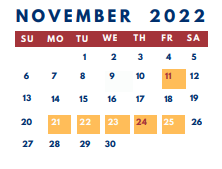 District School Academic Calendar for Wright Elementary School for November 2022