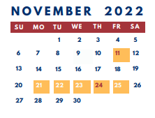 District School Academic Calendar for Shelby County East Middle School for November 2022