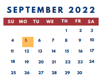 District School Academic Calendar for School Of Technology for September 2022