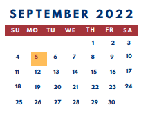 District School Academic Calendar for Wright Elementary School for September 2022