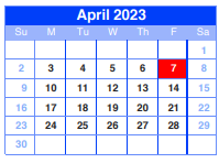 District School Academic Calendar for C E King Middle for April 2023