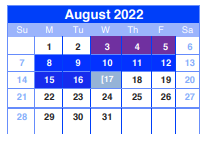 District School Academic Calendar for Sheldon Jjaep for August 2022