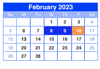 District School Academic Calendar for Sheldon Jjaep for February 2023