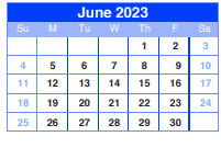 District School Academic Calendar for Sheldon Jjaep for June 2023