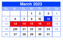 District School Academic Calendar for Sheldon Jjaep for March 2023