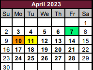 District School Academic Calendar for Tri Co Juvenile Detent for April 2023