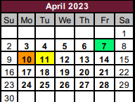 District School Academic Calendar for Cooke/fannin/grayson Co Juvenile P for April 2023