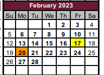District School Academic Calendar for Douglass Learning Ctr for February 2023