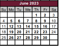 District School Academic Calendar for Tri Co Juvenile Detent for June 2023