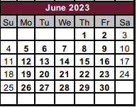 District School Academic Calendar for Sherman High School for June 2023