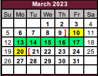 District School Academic Calendar for Tri Co Juvenile Detent for March 2023