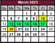 District School Academic Calendar for Cooke/fannin/grayson Co Juvenile P for March 2023