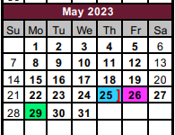 District School Academic Calendar for Cooke/fannin/grayson Co Juvenile P for May 2023