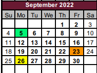 District School Academic Calendar for Douglass Learning Ctr for September 2022