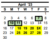 District School Academic Calendar for Read-turrentine El for April 2023