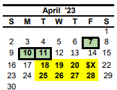 District School Academic Calendar for Silsbee H S for April 2023