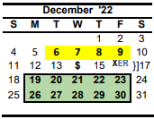 District School Academic Calendar for Silsbee H S for December 2022