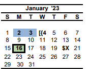 District School Academic Calendar for Hardin Co Alter Ed for January 2023