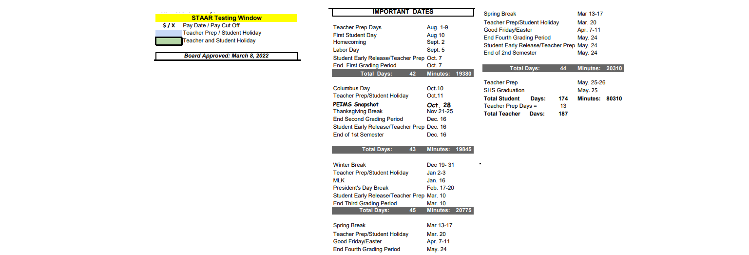 District School Academic Calendar Key for Laura Reeves El