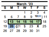 District School Academic Calendar for Silsbee H S for March 2023