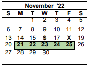 District School Academic Calendar for Edwards-johnson Memorial Middle for November 2022