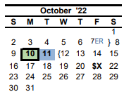 District School Academic Calendar for Hardin Co Alter Ed for October 2022