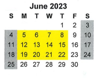 District School Academic Calendar for Sinton Elementary for June 2023
