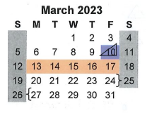 District School Academic Calendar for Juvenile Detention Ctr for March 2023