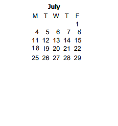 District School Academic Calendar for Challenge Center - 51 for July 2022