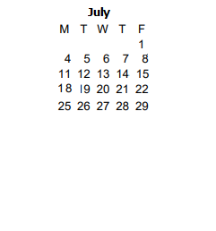 District School Academic Calendar for Bridges At Horceman - 52 for July 2022