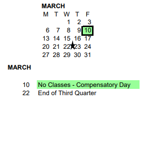 District School Academic Calendar for High School Immersion - Rhs - 30 for March 2023